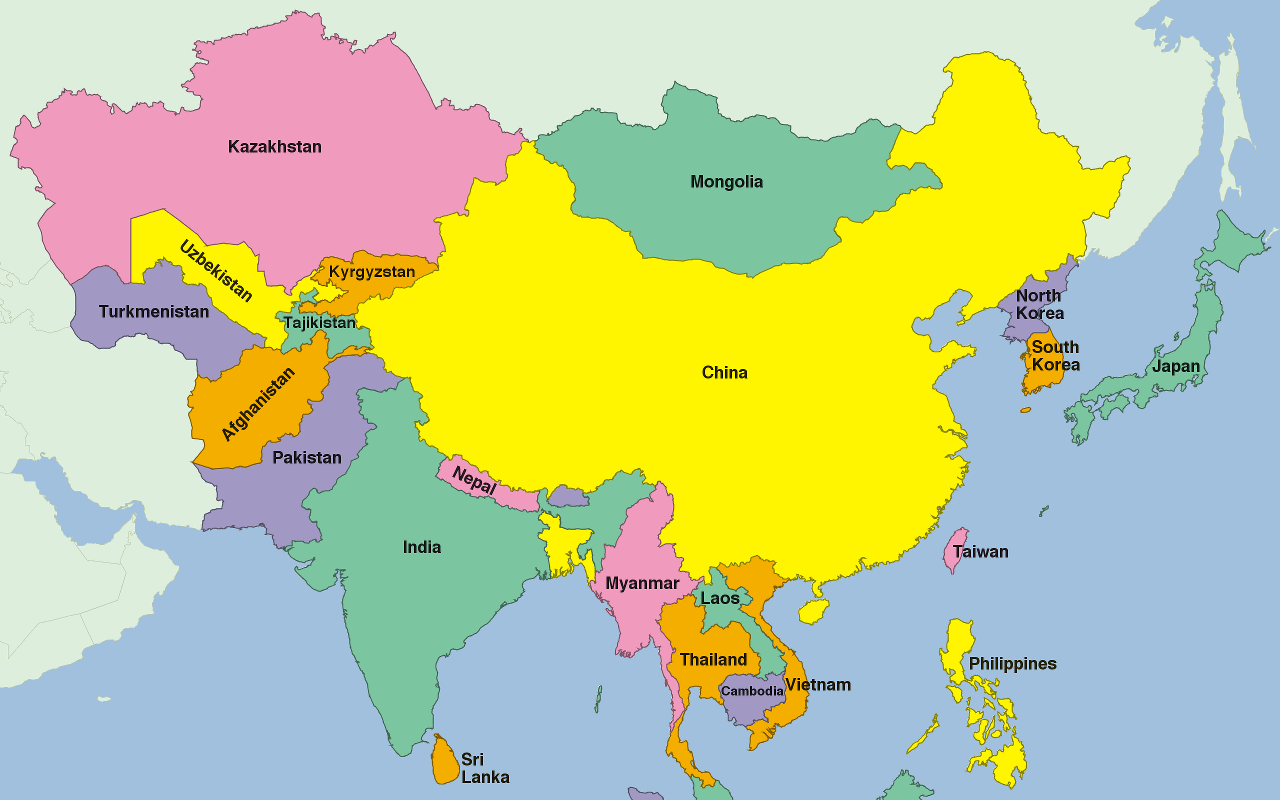 Карта россии и индии и китая