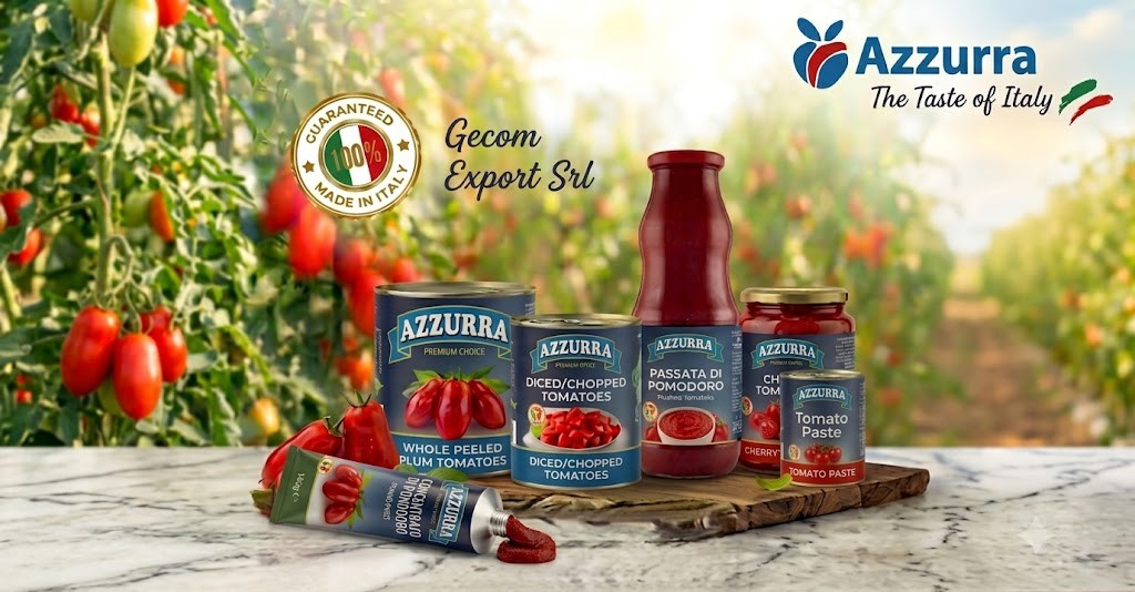 Premium Italian canned tomatoes produced in the Agro Nocerino-Sarnese area by GeCom Export. High-quality peeled tomatoes, chopped tomatoes, tomato passata and tomato paste made in Italy.
